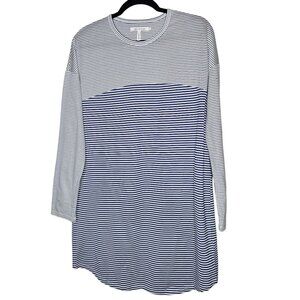 ⭐️Avec Les Filles S Blue Striped Shirt Dress Nautical Coastal Cotton Fisherman